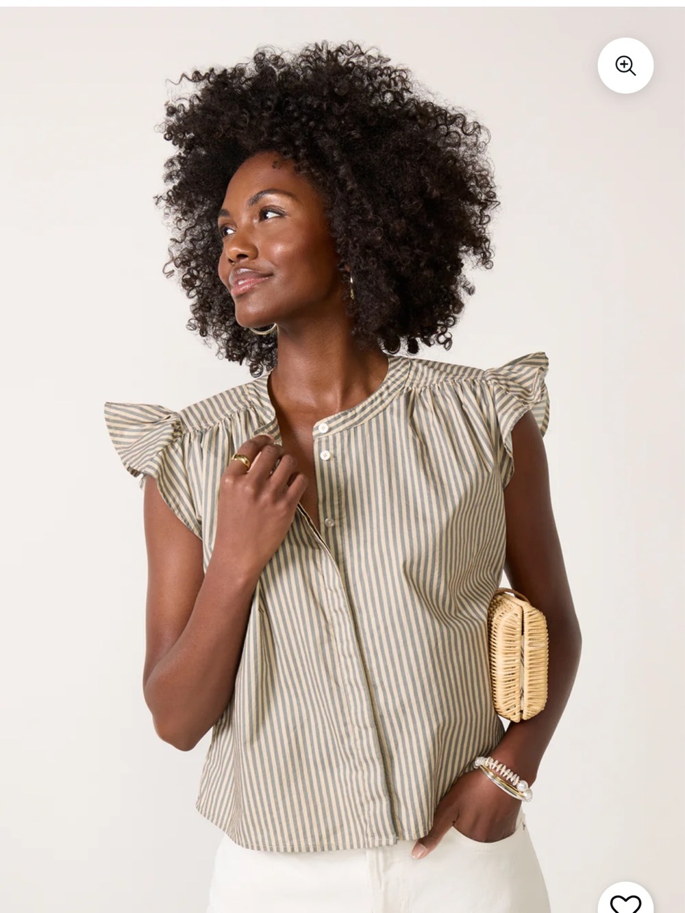 Evereve Leona Stripe Flutter Sleeve Top